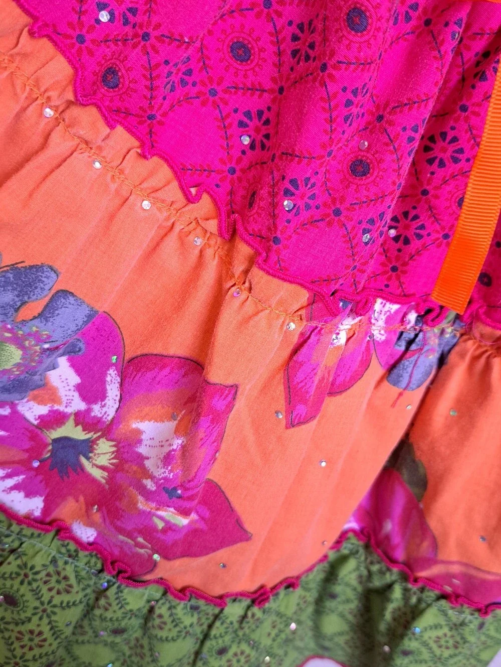 Blueberi Bloulevard Girls Orange Pink Floral Halter Dress Size 4
